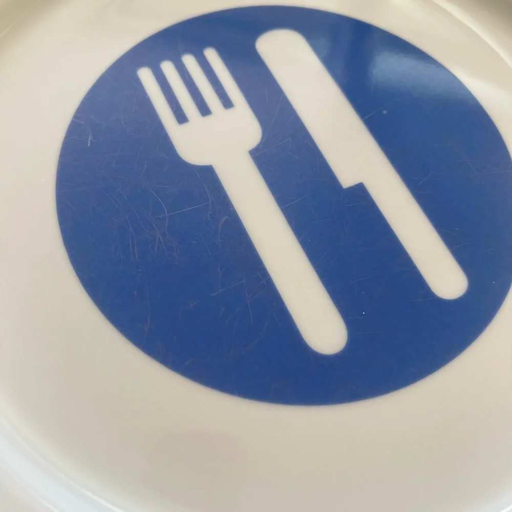Crate&Barrel White and Blue Dinner Plates (3)